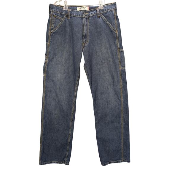 Levi's Carpenter Jeans Mens 36x36 Blue Denim Loose Straight Workwear Hammer Loop - Picture 1 of 10